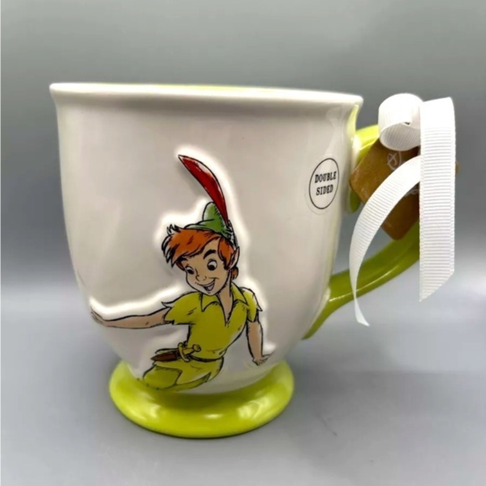 Rae Dunn Disney PETER PAN Double Sided Large Footed Mug brand new